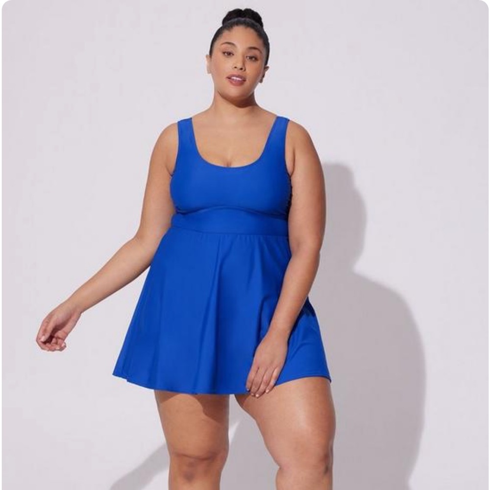 New! Torrid sz 3 Wireless Long Length Scoop Swim Bathing Suit Dress W Brief 3X - Picture 3 of 4